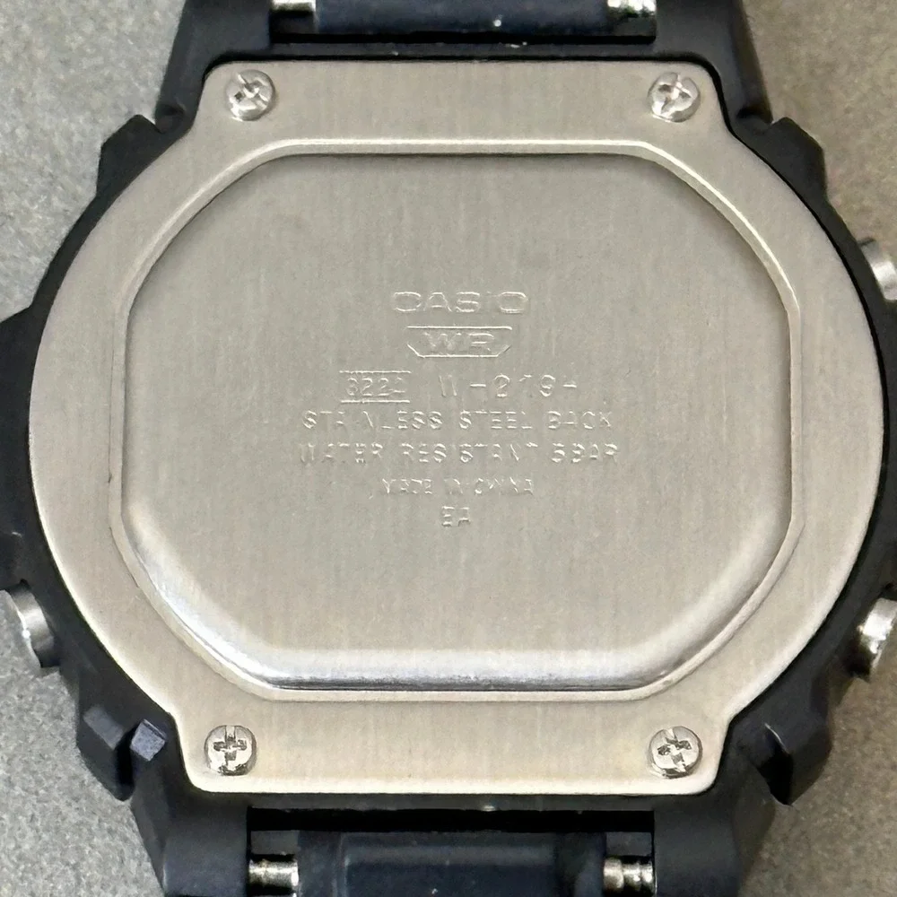 Casio Illuminator Digital Watch Black Resin W-219H 50M Water Resist Alarm Chrono
